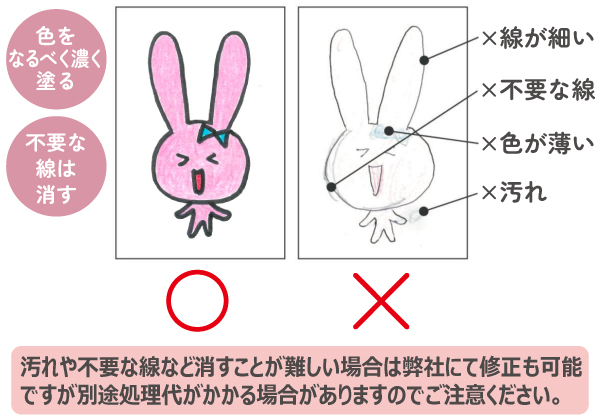色を濃く、不要な線は消して下さい。
